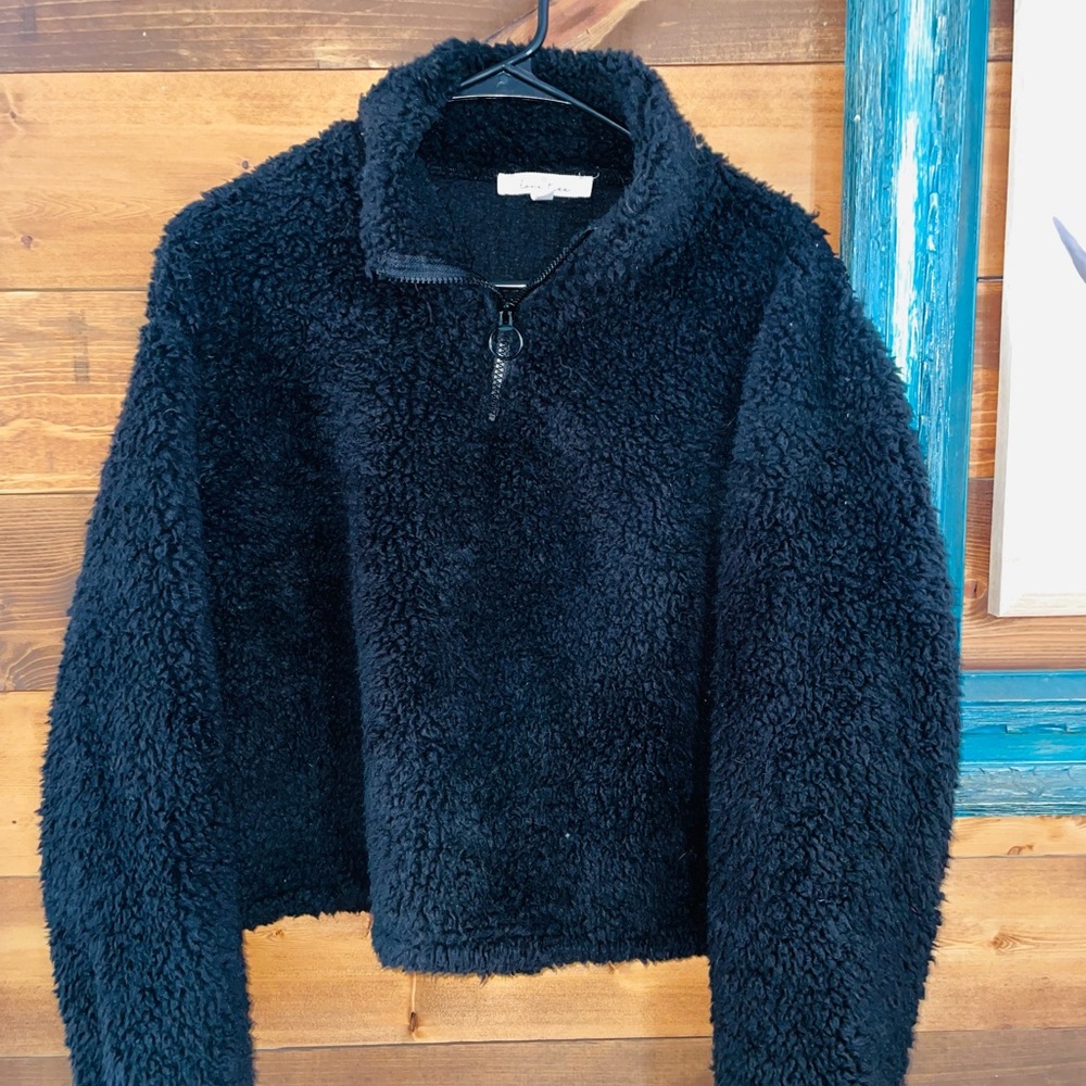 Black half zip up crop sweater